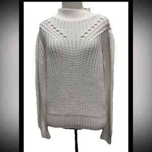 Express 525 White Mock Neck Sweater XS